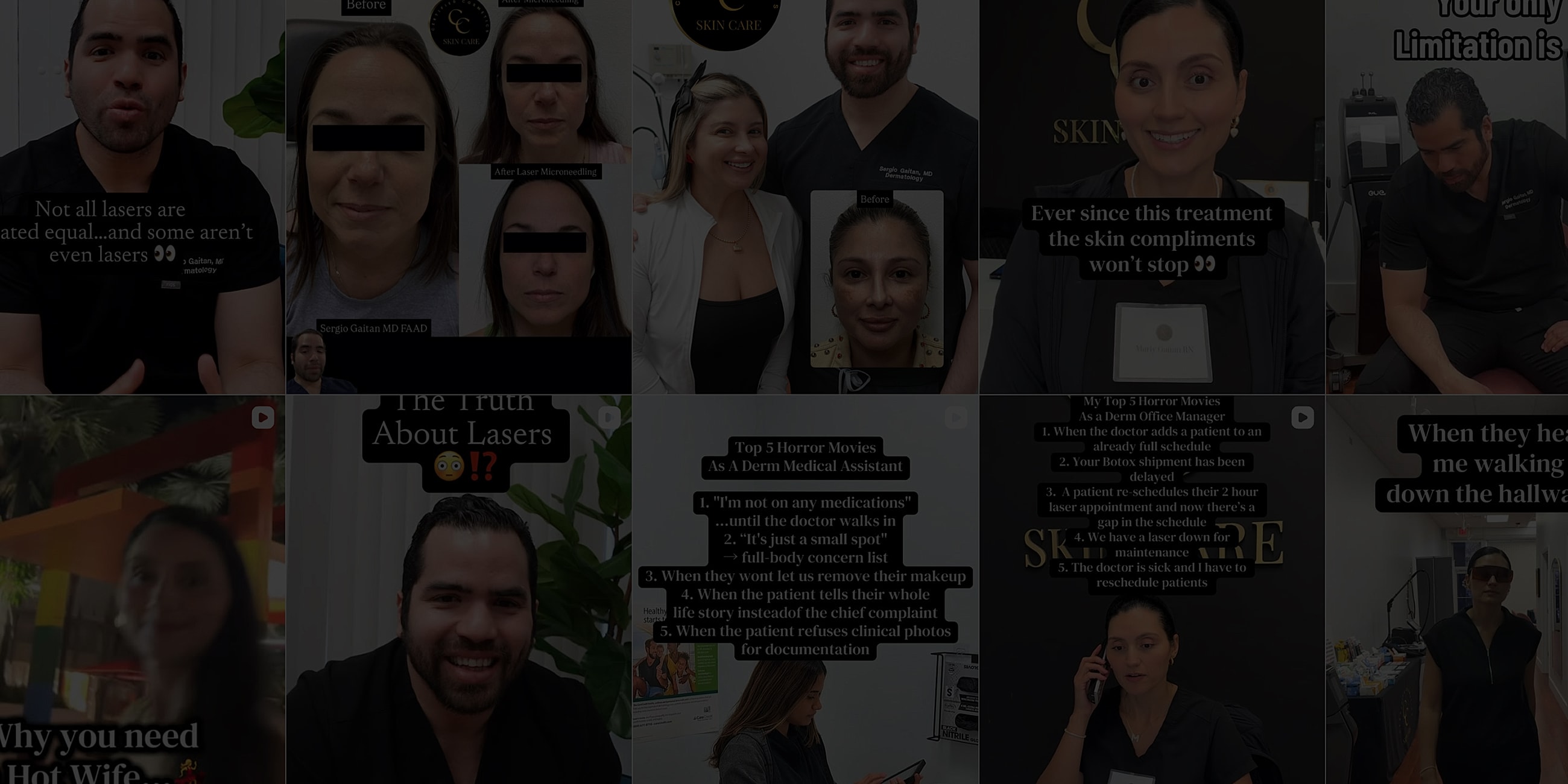 Dermatology consultations and skin treatment testimonials.