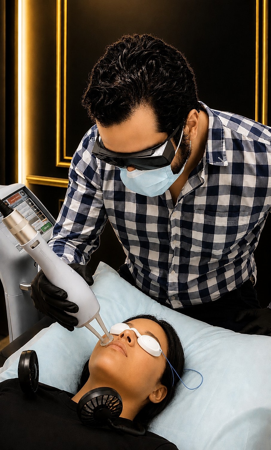 Skincare treatment with laser resurfacing device in miami clinic.