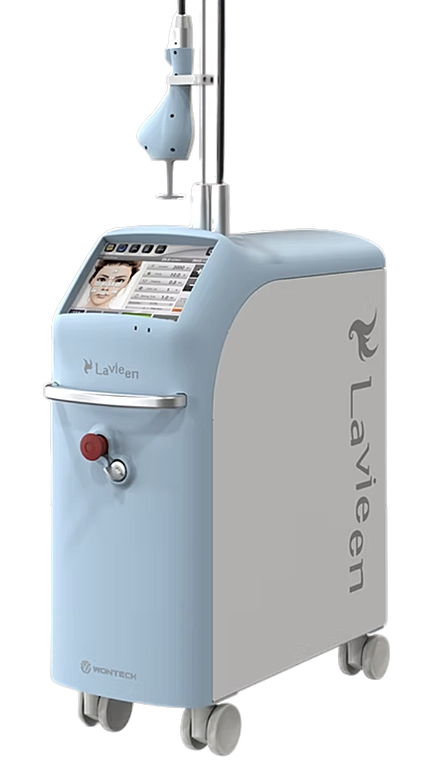 Laser skin treatment device with touchscreen interface.