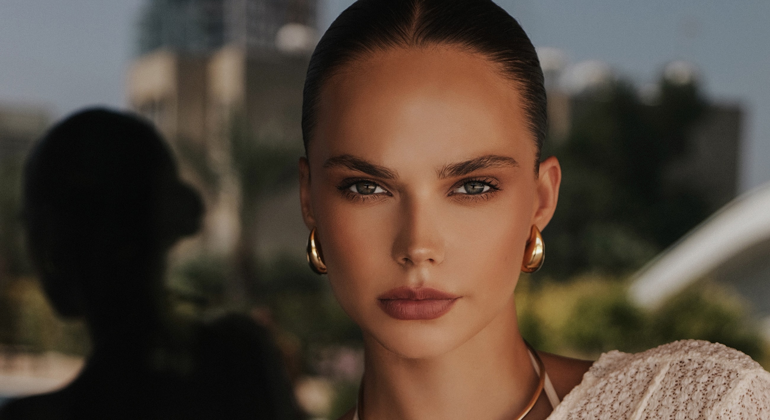 Portrait of a woman with elegant features.